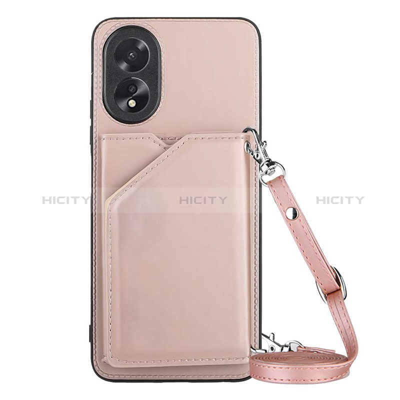 Coque Luxe Cuir Housse Etui YB3 pour Oppo A18 Or Rose Plus