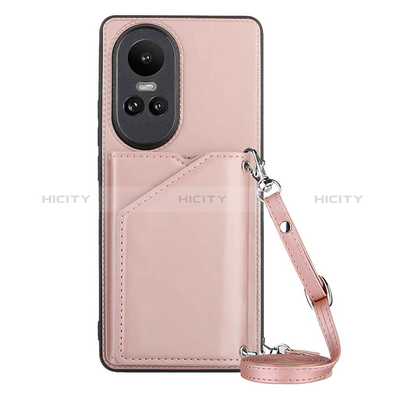 Coque Luxe Cuir Housse Etui YB3 pour Oppo Reno10 5G Or Rose Plus