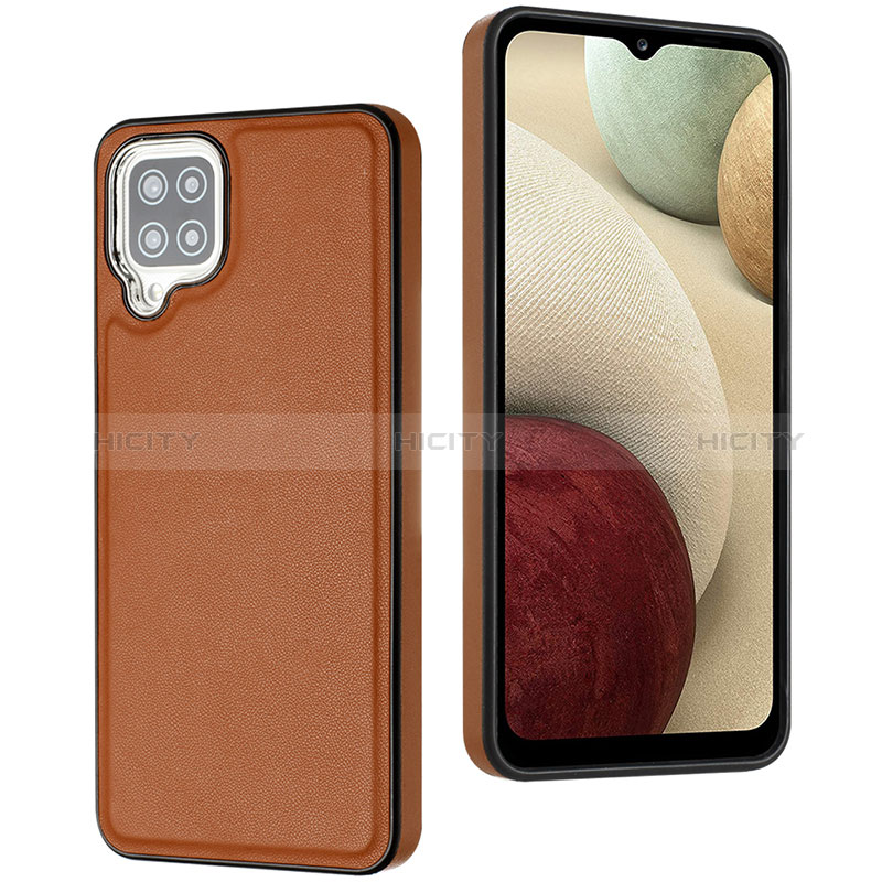 Coque Luxe Cuir Housse Etui YB3 pour Samsung Galaxy A12 5G Marron Plus