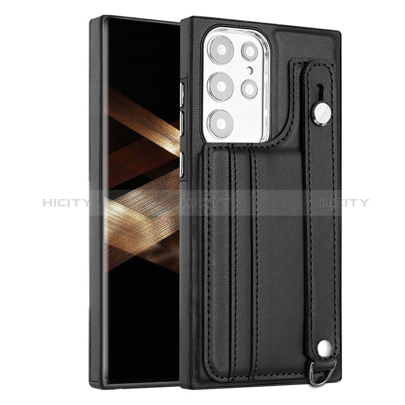 Coque Luxe Cuir Housse Etui YB4 pour Samsung Galaxy S24 Ultra 5G Noir Plus