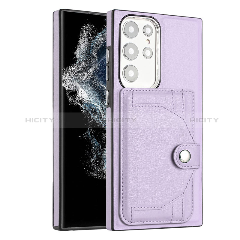 Coque Luxe Cuir Housse Etui YB5 pour Samsung Galaxy S22 Ultra 5G Violet Plus