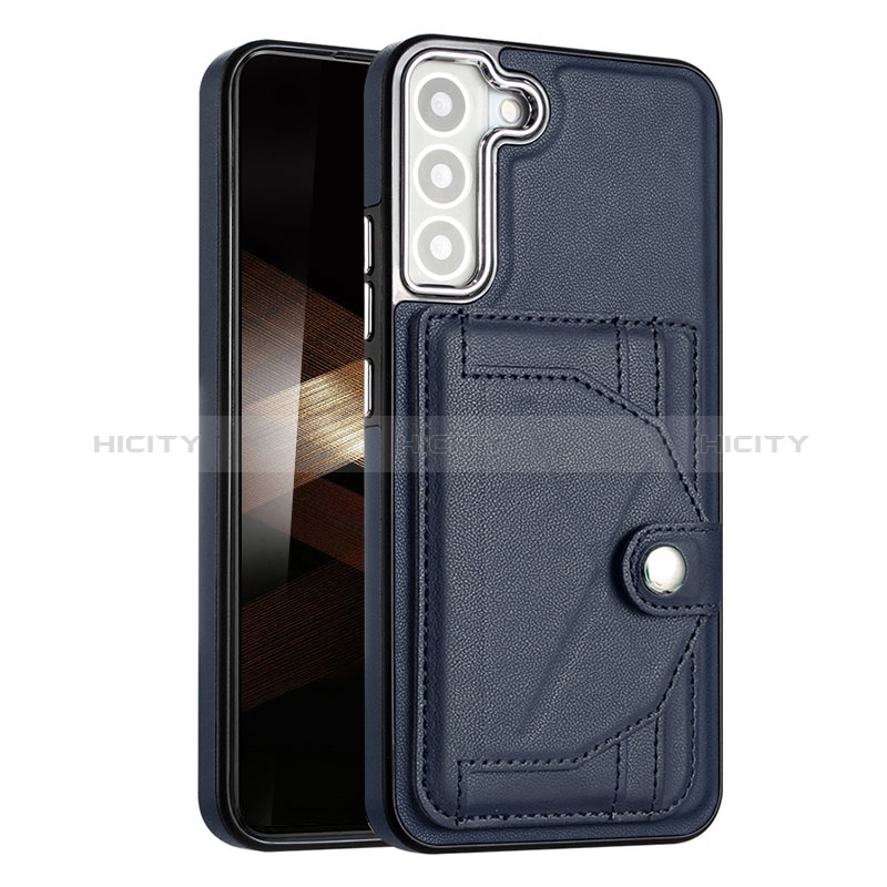 Coque Luxe Cuir Housse Etui YB5 pour Samsung Galaxy S24 Plus 5G Bleu Plus