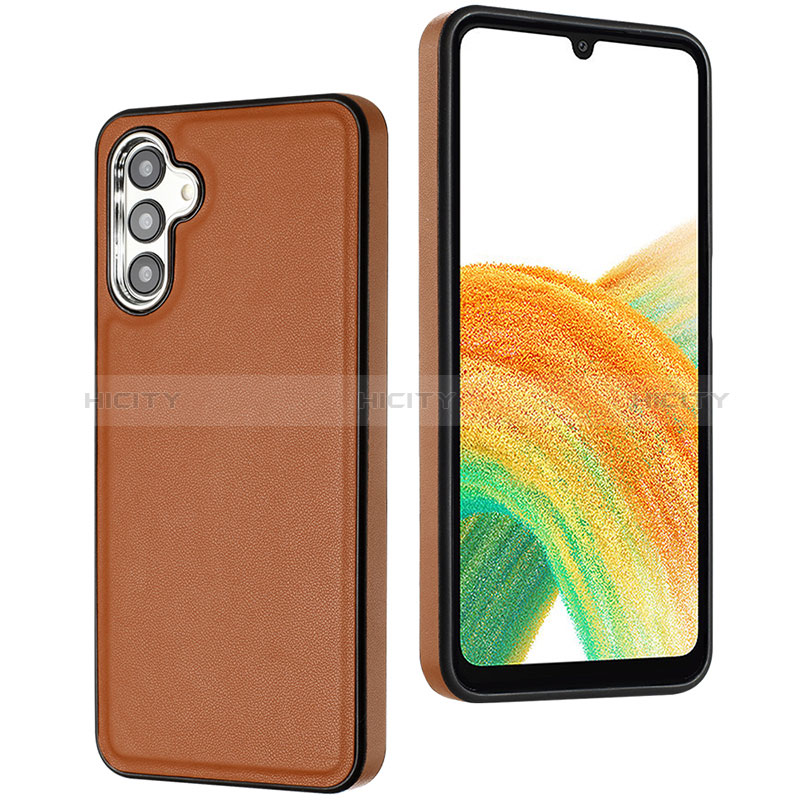 Coque Luxe Cuir Housse Etui YB6 pour Samsung Galaxy A34 5G Marron Plus