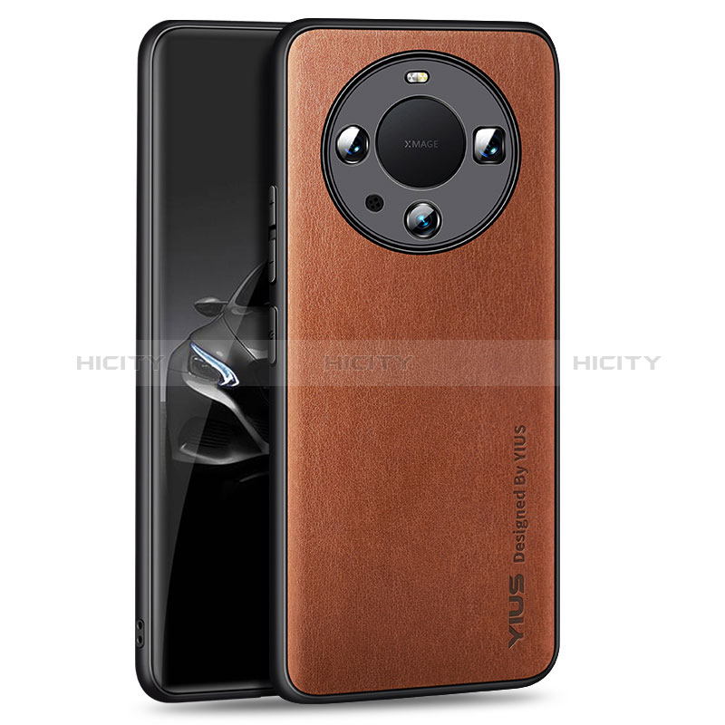 Coque Luxe Cuir Housse Etui YM1 pour Huawei Mate 60 Marron Plus