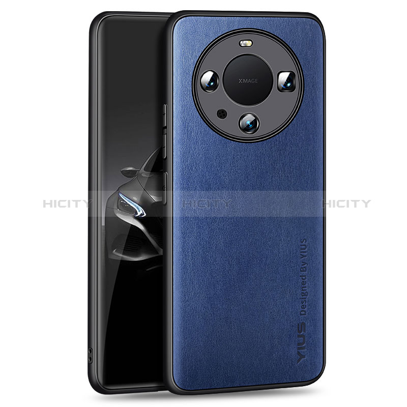 Coque Luxe Cuir Housse Etui YM1 pour Huawei Mate 60 Pro Bleu Plus