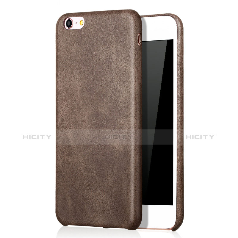 Coque Luxe Cuir Housse L01 pour Apple iPhone 6 Marron Plus