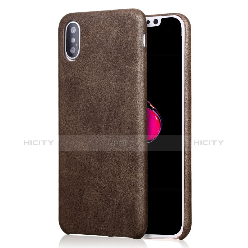 Coque Luxe Cuir Housse L01 pour Apple iPhone X Marron Plus