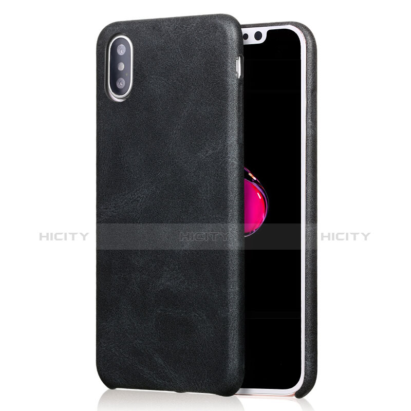 Coque Luxe Cuir Housse L01 pour Apple iPhone X Noir Plus