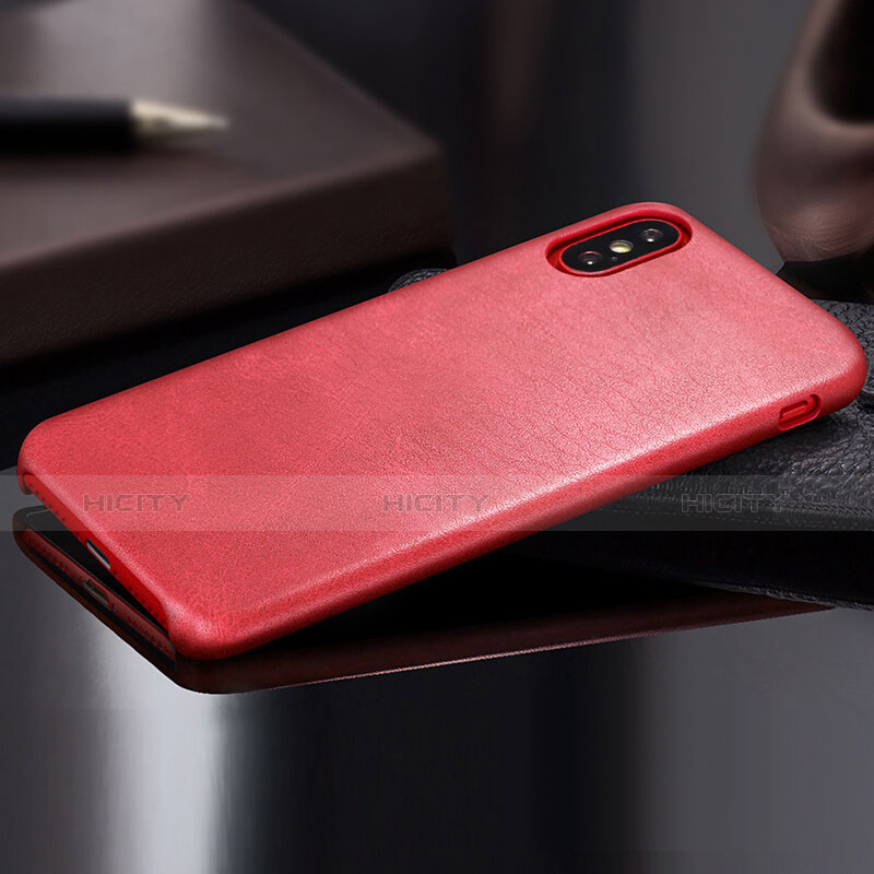 Coque Luxe Cuir Housse L01 pour Apple iPhone X Rouge Plus