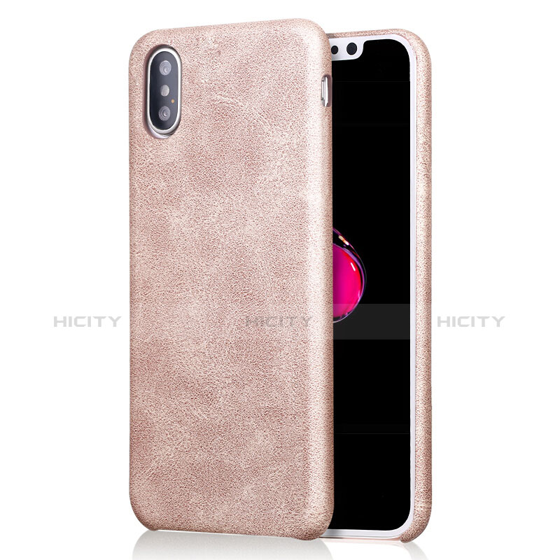 Coque Luxe Cuir Housse L01 pour Apple iPhone Xs Max Or Plus