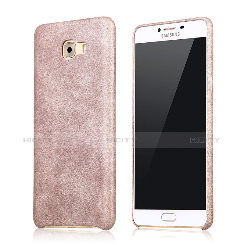 Coque Luxe Cuir Housse L01 pour Samsung Galaxy C9 Pro C9000 Or Rose Plus