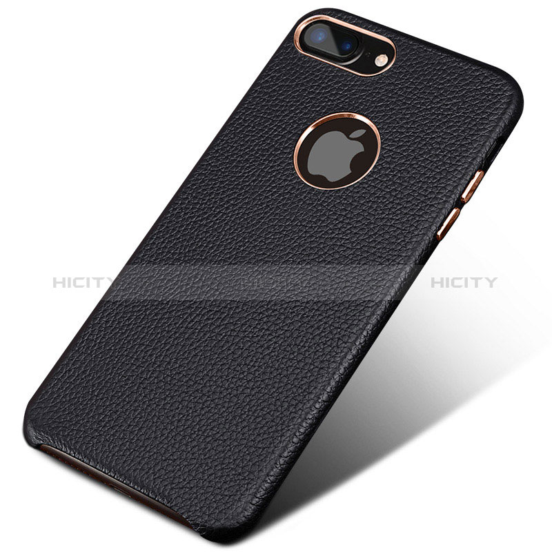 Coque Luxe Cuir Housse pour Apple iPhone 8 Plus Noir Plus