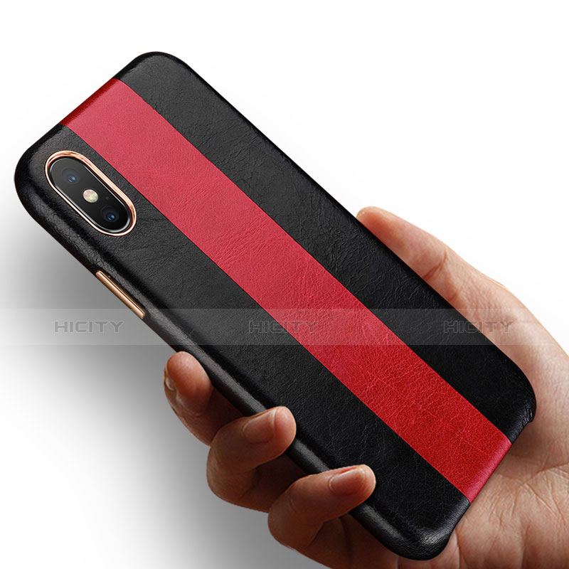 Coque Luxe Cuir Housse pour Apple iPhone Xs Rouge Plus