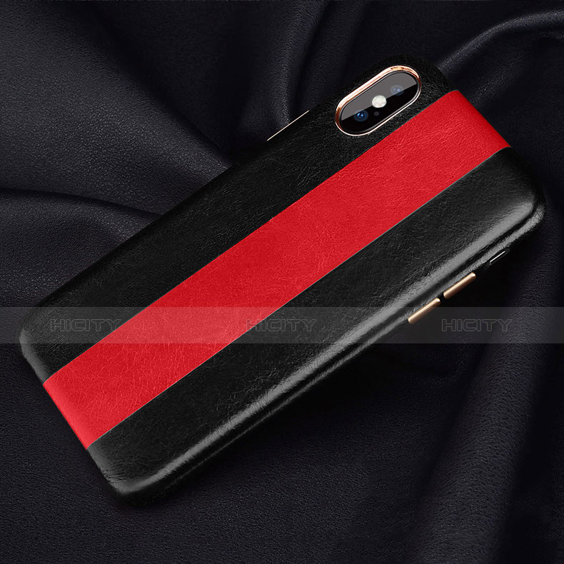 Coque Luxe Cuir Housse pour Apple iPhone Xs Rouge Plus