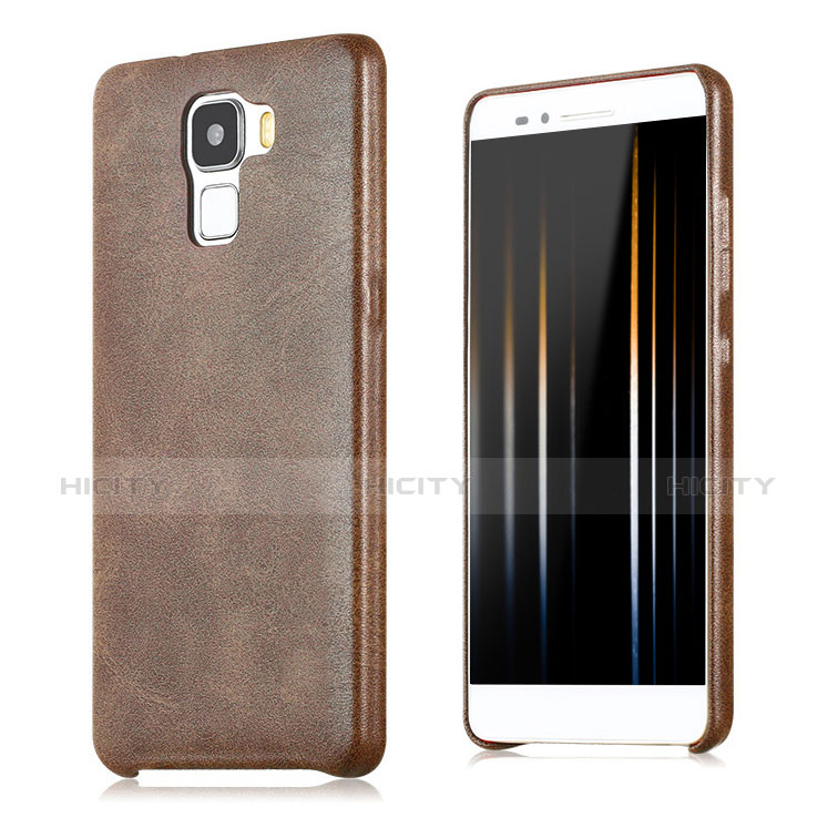 Coque Luxe Cuir Housse pour Huawei Honor 7 Dual SIM Marron Plus