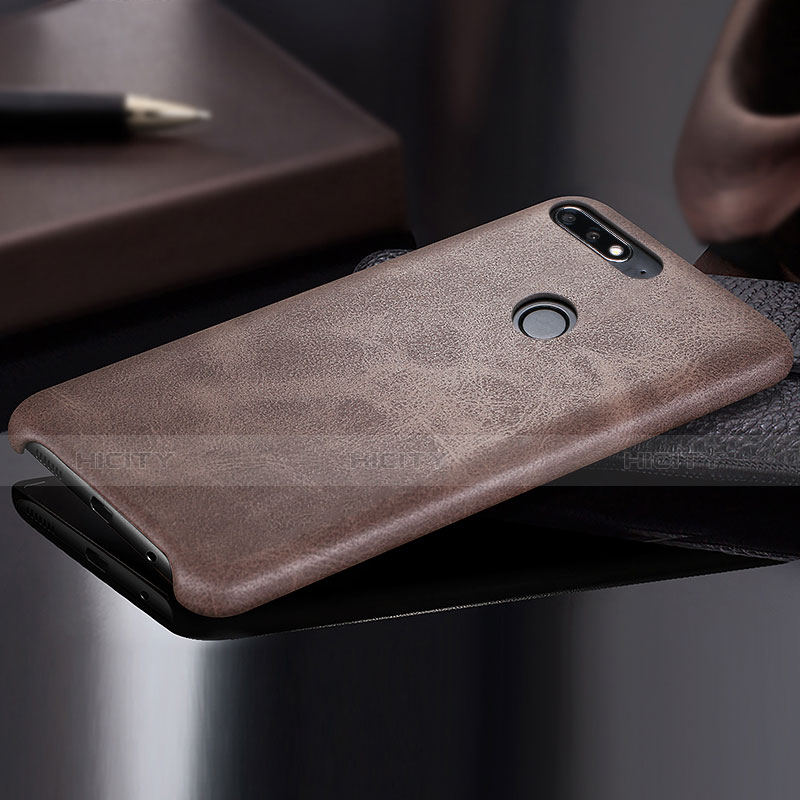 Coque Luxe Cuir Housse pour Huawei Honor 7C Marron Plus