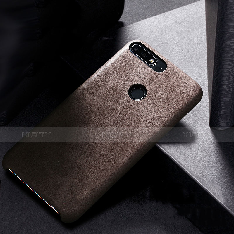 Coque Luxe Cuir Housse pour Huawei Honor 7C Marron Plus