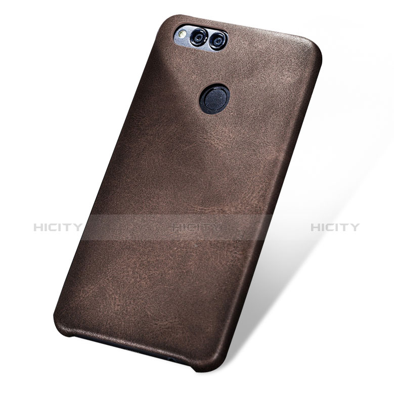 Coque Luxe Cuir Housse pour Huawei Honor 7X Marron Plus