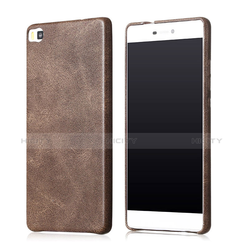 Coque Luxe Cuir Housse pour Huawei P8 Marron Plus