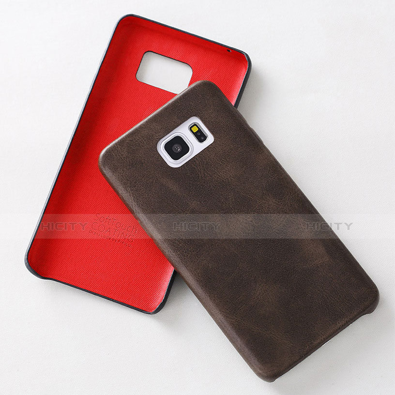 Coque Luxe Cuir Housse pour Samsung Galaxy Note 5 N9200 N920 N920F Marron Plus