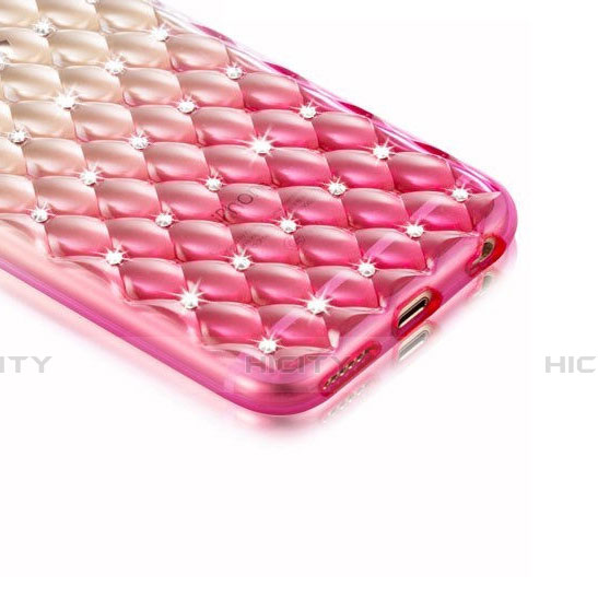 Coque Luxe Strass Bling Diamant Transparente Degrade pour Apple iPhone 6 Plus Rose Plus