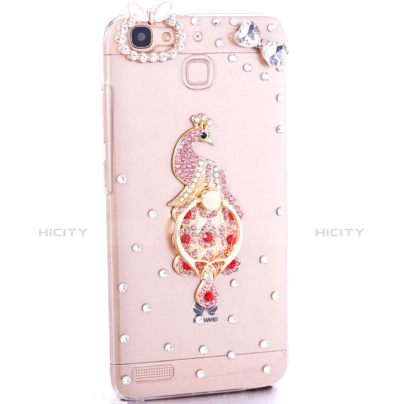 Coque Luxe Strass Diamant Bling Paon pour Huawei Enjoy 5S Rouge Plus