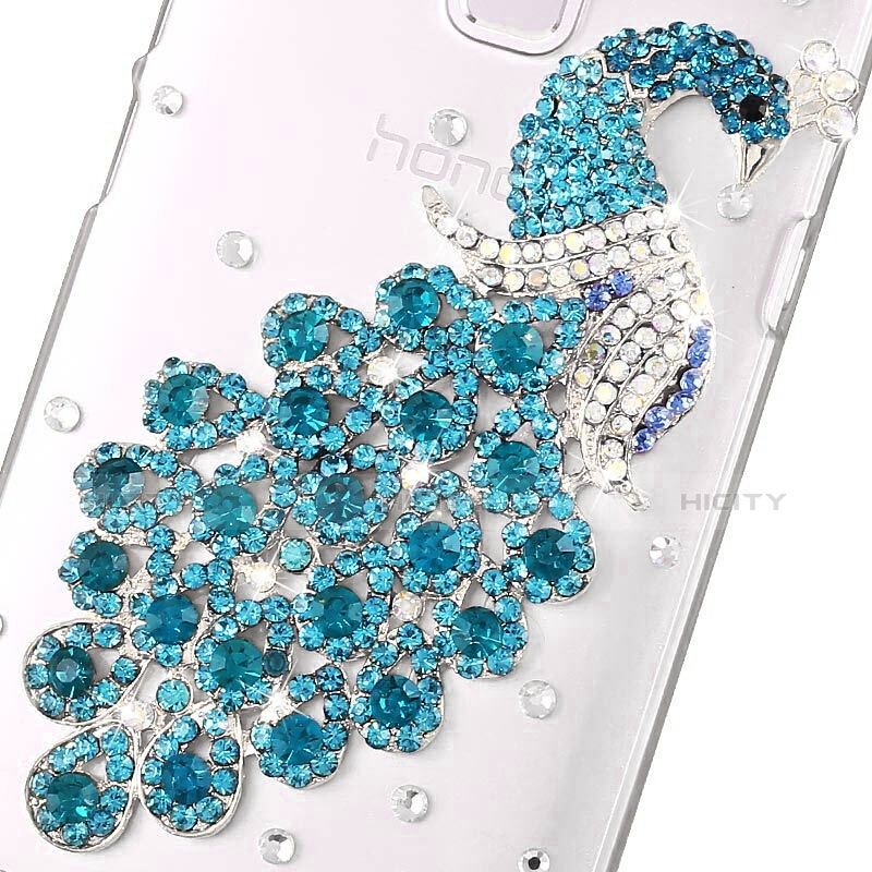 Coque Luxe Strass Diamant Bling Paon pour Huawei Honor 7 Bleu Ciel Plus