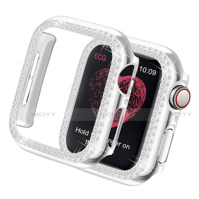 Coque Luxe Strass Diamant Bling pour Apple iWatch 5 44mm Argent Plus