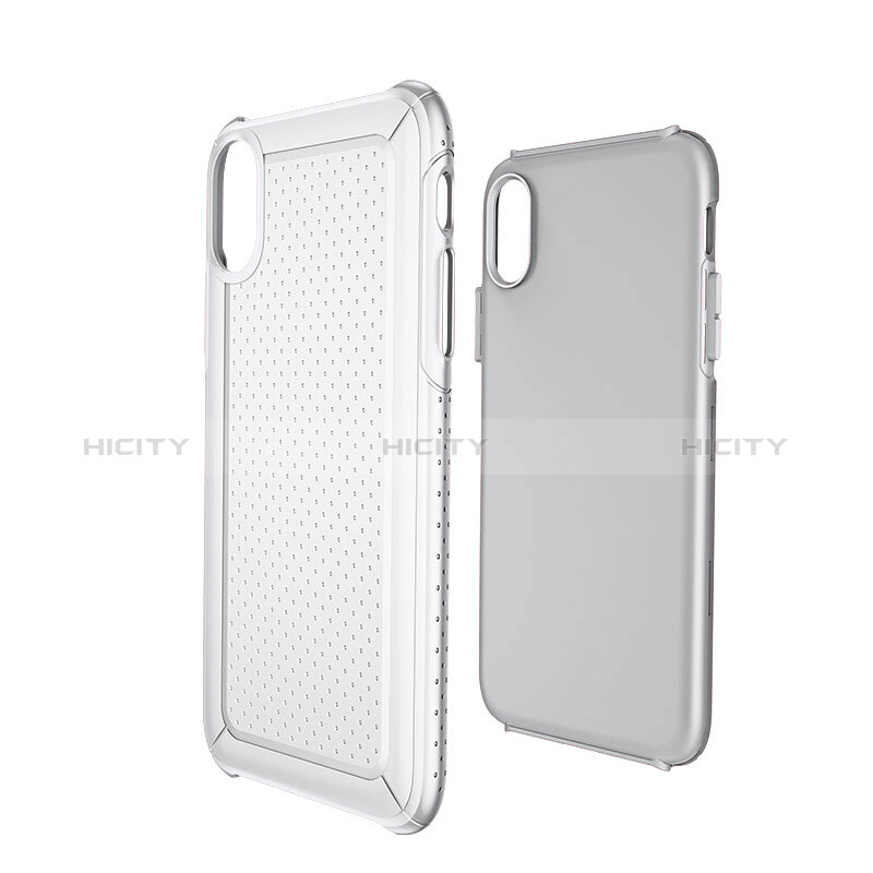 Coque Plastique et Silicone Mailles Filet pour Apple iPhone Xs Max Blanc Plus