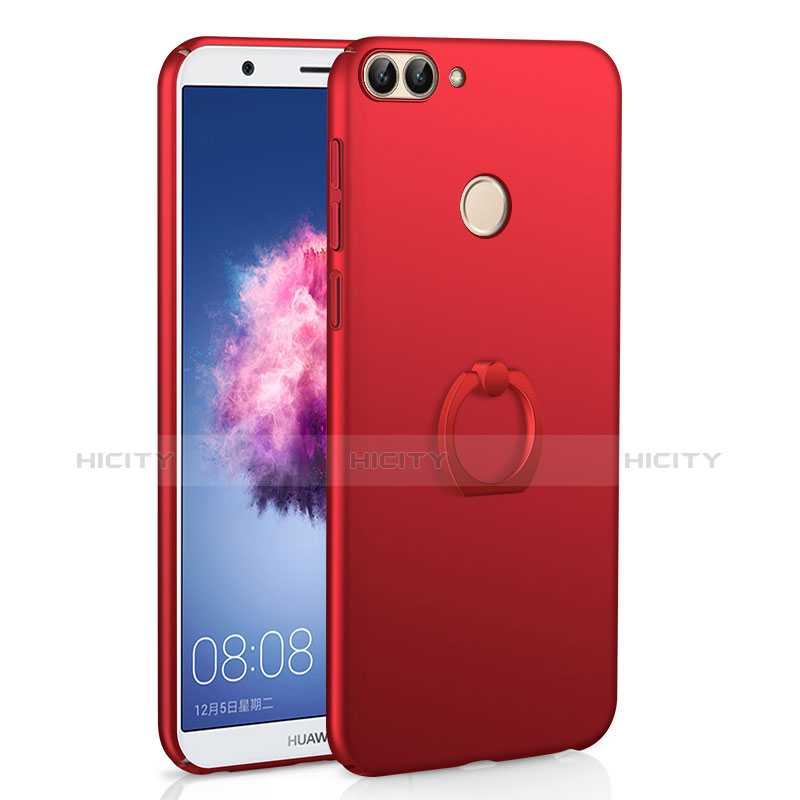 Coque Plastique Housse Etui Rigide Mat avec Support Bague Anneau A01 pour Huawei Enjoy 7S Rouge Plus