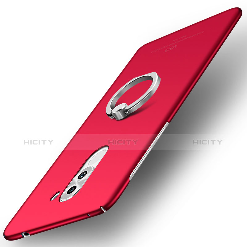 Coque Plastique Housse Etui Rigide Mat avec Support Bague Anneau A01 pour Huawei GR5 (2017) Rouge Plus