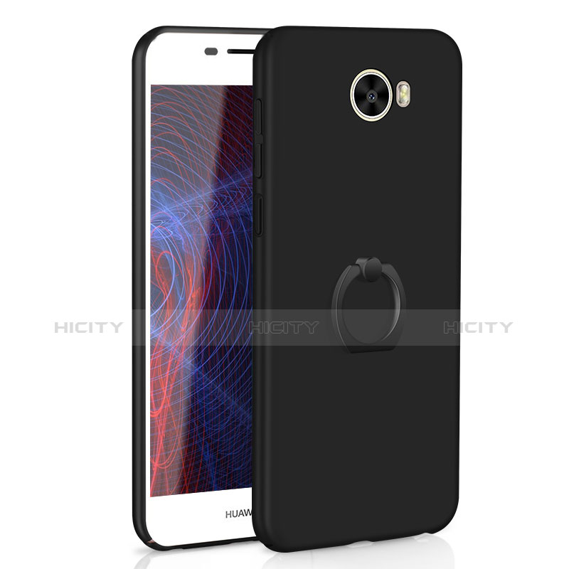 Coque Plastique Housse Etui Rigide Mat avec Support Bague Anneau A01 pour Huawei Honor Play 5 Noir Plus