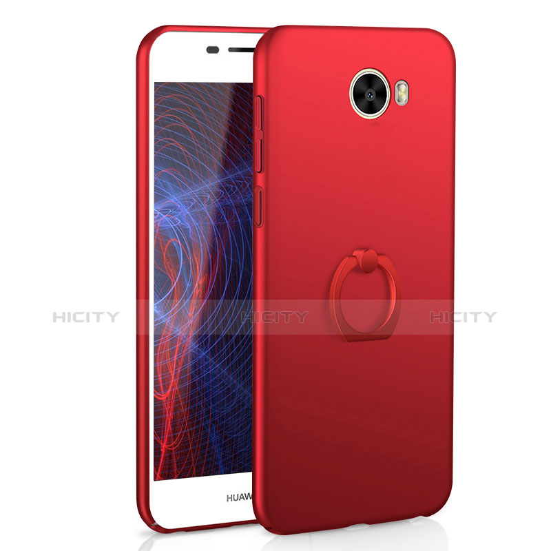 Coque Plastique Housse Etui Rigide Mat avec Support Bague Anneau A01 pour Huawei Honor Play 5 Rouge Plus