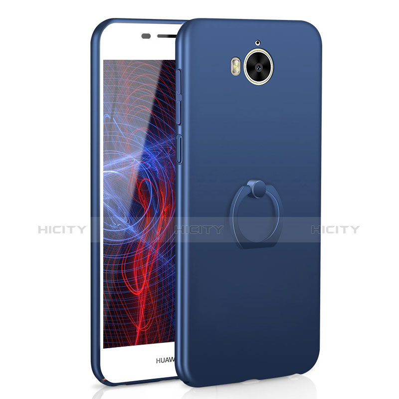 Coque Plastique Housse Etui Rigide Mat avec Support Bague Anneau A01 pour Huawei Honor Play 6 Bleu Plus