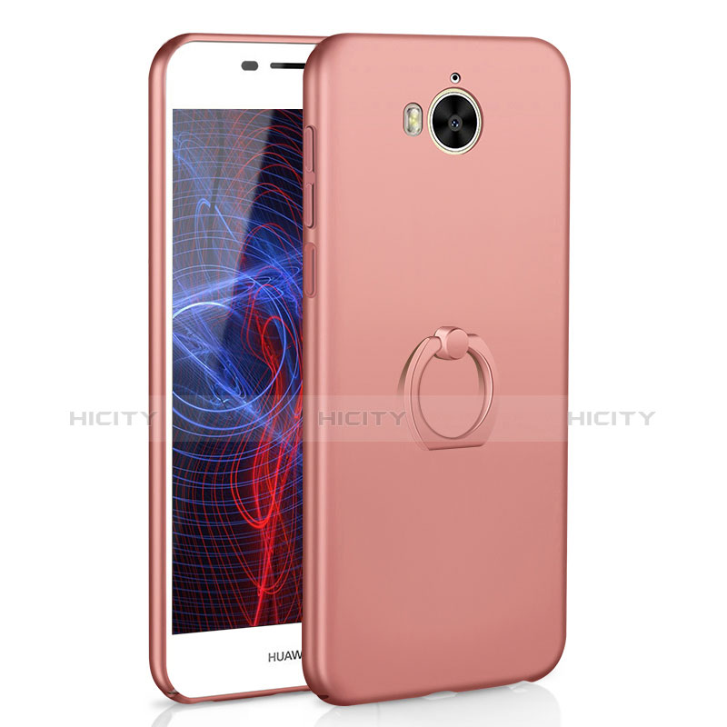 Coque Plastique Housse Etui Rigide Mat avec Support Bague Anneau A01 pour Huawei Honor Play 6 Or Rose Plus