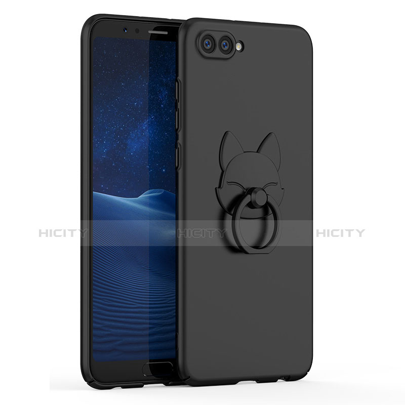 Coque Plastique Housse Etui Rigide Mat avec Support Bague Anneau A01 pour Huawei Honor V10 Noir Plus