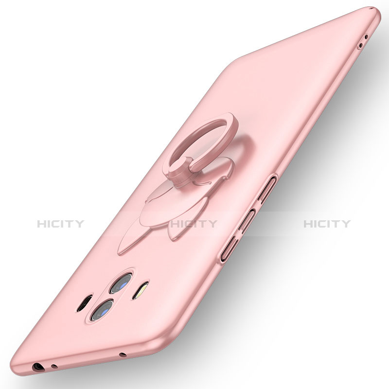 Coque Plastique Housse Etui Rigide Mat avec Support Bague Anneau A01 pour Huawei Mate 10 Or Rose Plus