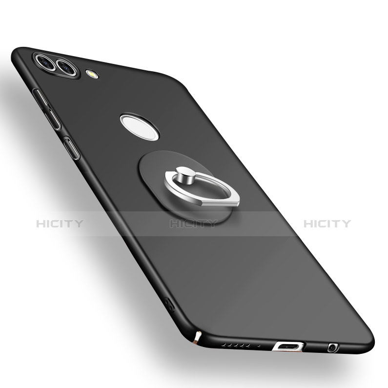 Coque Plastique Housse Etui Rigide Mat avec Support Bague Anneau A01 pour Huawei Y9 (2018) Noir Plus