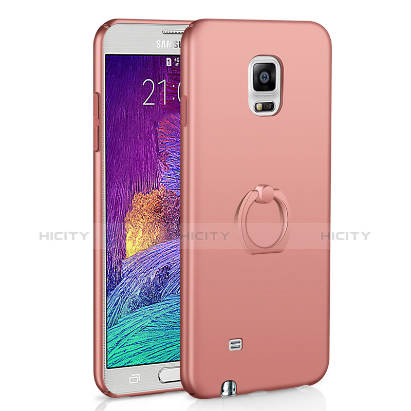 Coque Plastique Housse Etui Rigide Mat avec Support Bague Anneau A01 pour Samsung Galaxy Note 4 Duos N9100 Dual SIM Or Rose Plus