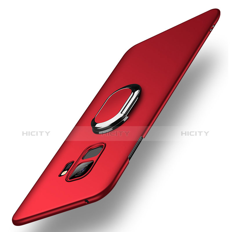 Coque Plastique Housse Etui Rigide Mat avec Support Bague Anneau A01 pour Samsung Galaxy S9 Rouge Plus