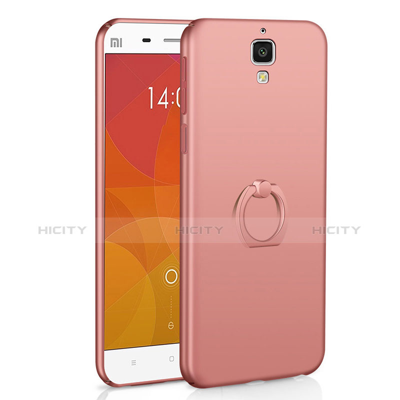 Coque Plastique Housse Etui Rigide Mat avec Support Bague Anneau A01 pour Xiaomi Mi 4 Or Rose Plus