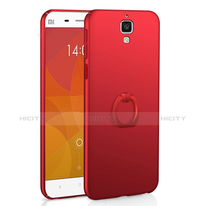 Coque Plastique Housse Etui Rigide Mat avec Support Bague Anneau A01 pour Xiaomi Mi 4 Rouge Plus