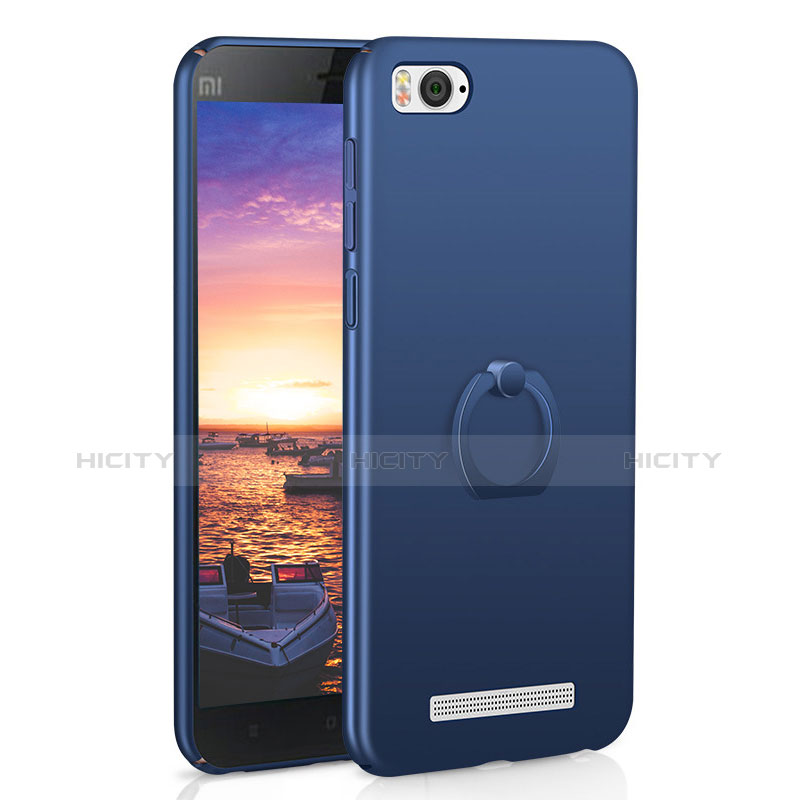 Coque Plastique Housse Etui Rigide Mat avec Support Bague Anneau A01 pour Xiaomi Mi 4C Bleu Plus