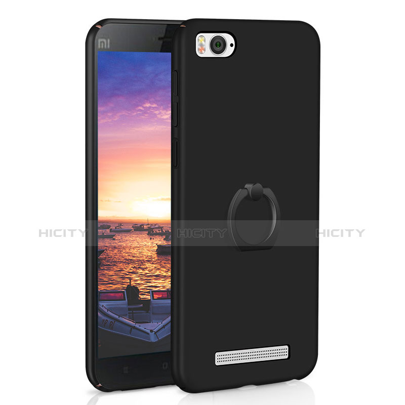 Coque Plastique Housse Etui Rigide Mat avec Support Bague Anneau A01 pour Xiaomi Mi 4C Noir Plus