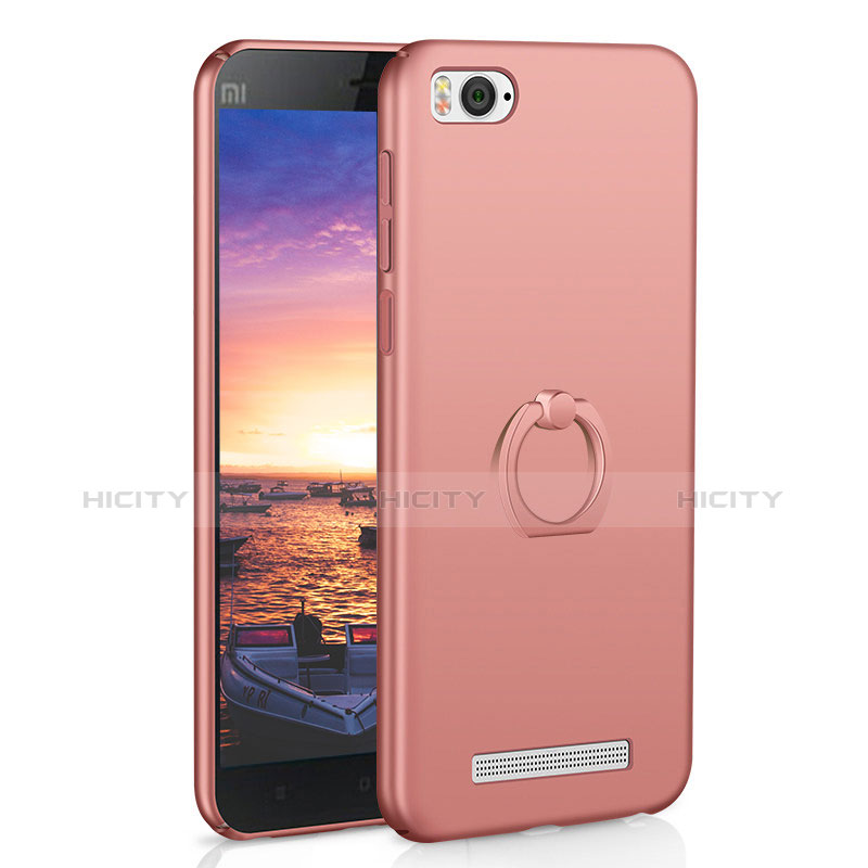 Coque Plastique Housse Etui Rigide Mat avec Support Bague Anneau A01 pour Xiaomi Mi 4i Or Rose Plus