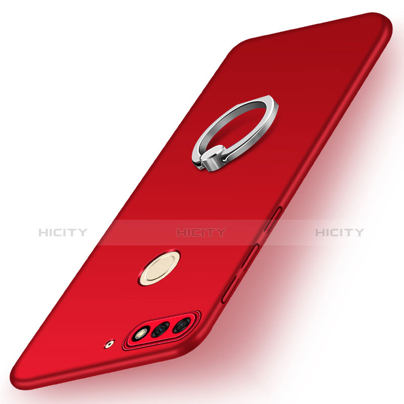 Coque Plastique Housse Etui Rigide Mat avec Support Bague Anneau A02 pour Huawei Enjoy 8 Rouge Plus