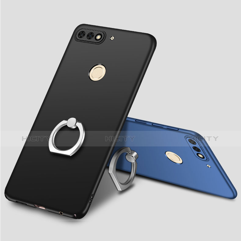 Coque Plastique Housse Etui Rigide Mat avec Support Bague Anneau A02 pour Huawei Y7 (2018) Plus