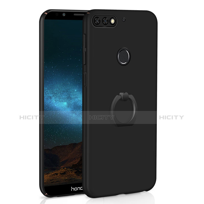 Coque Plastique Housse Etui Rigide Mat avec Support Bague Anneau A03 pour Huawei Enjoy 8 Noir Plus