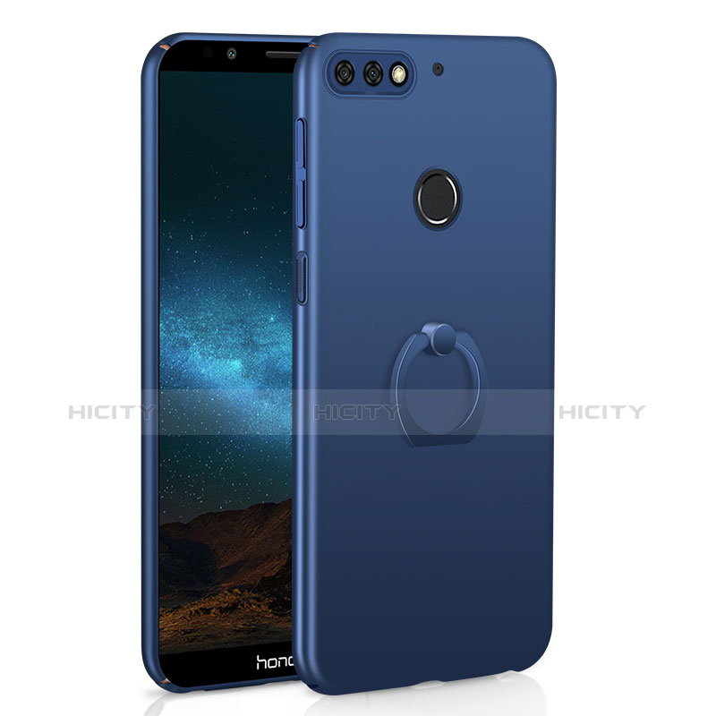 Coque Plastique Housse Etui Rigide Mat avec Support Bague Anneau A03 pour Huawei Honor 7C Bleu Plus