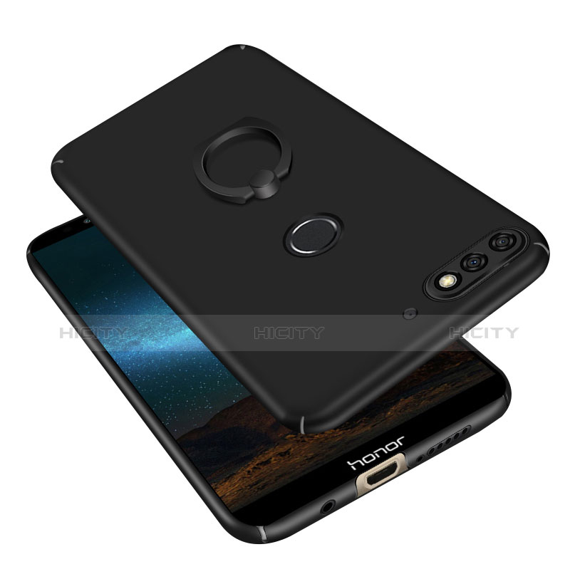 Coque Plastique Housse Etui Rigide Mat avec Support Bague Anneau A03 pour Huawei Y7 (2018) Plus